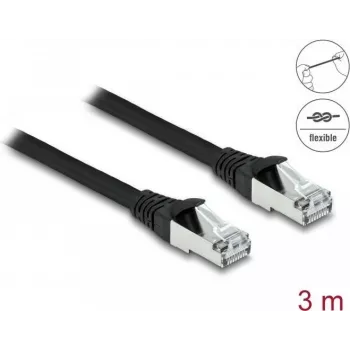 DeLOCK RJ45 Cat.6A S/FTP 3 m juodas tinklo kabelis