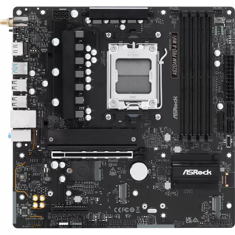 Motininė plokštė ASRock A620AM Pro-A WiFi AM5 mATX