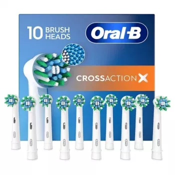 Pakeičiamos šepetėlių galvutės Oral-B Pro CrossAction, 10 vnt., baltos