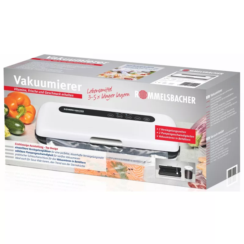 Rommelsbacher VAC110 vakuuminis maišelių sandariklis - 360 x 155 x 75 mm - Juoda - Balta