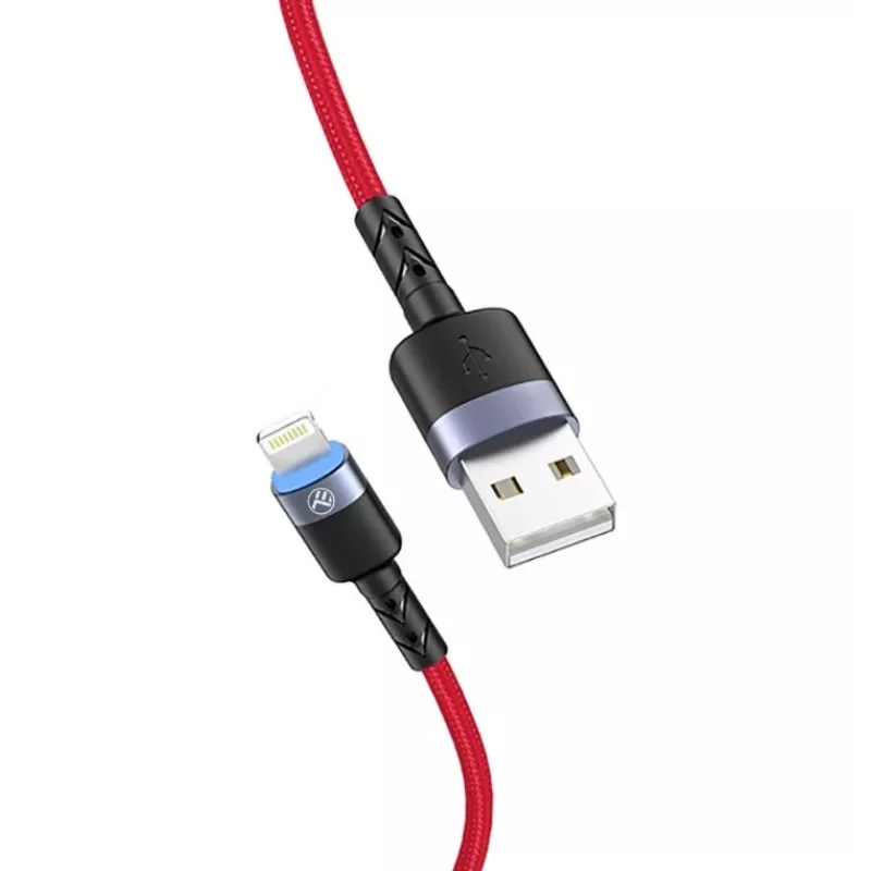 USB–Lightning duomenų laidas Tellur, 3A, 1,2 m, LED indikatorius, raudonas