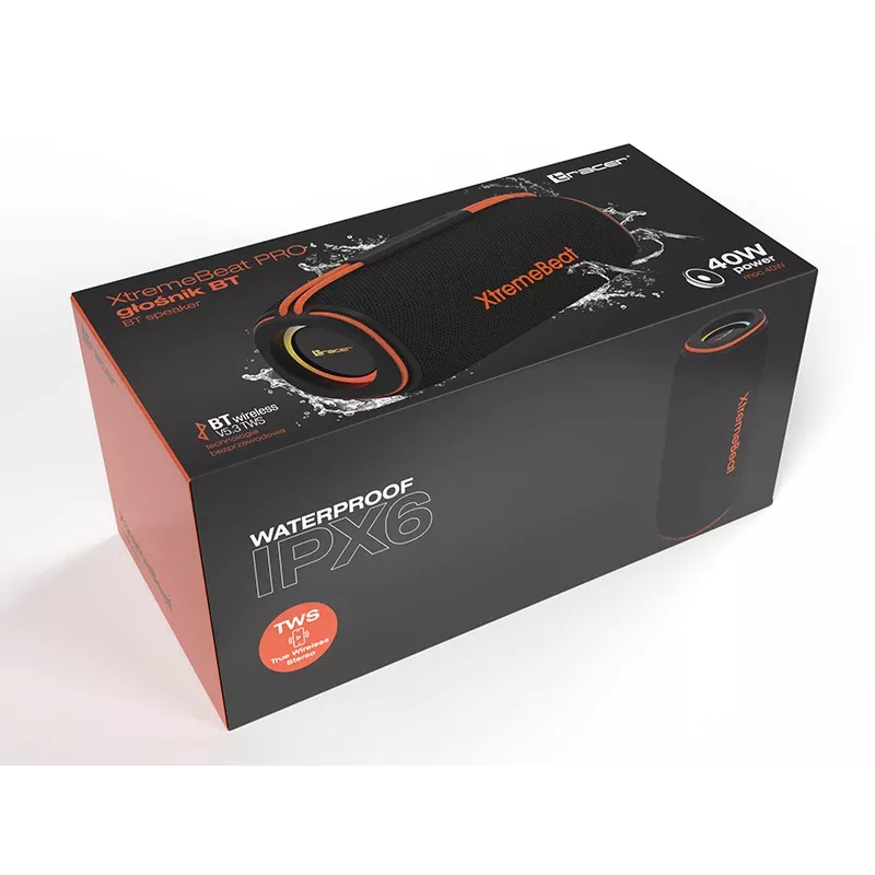 Tracer XtremeBeat Pro TWS Nešiojamas Bluetooth Garsiakalbis Juodas 40 W