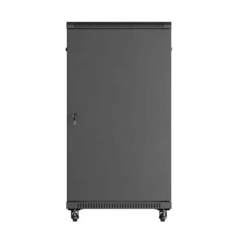 Stovo spinta LANBERG FF01-6222-12B 22U 600x1200 mm juoda su stiklinėmis priekinėmis ir galinėmis durelėmis