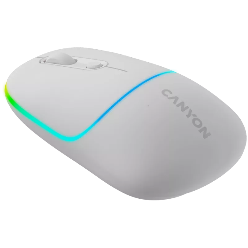 Canyon MW-22 CNS-CMSW22SW Pelė – 2 viename Bluetooth/2,4 GHz – optinė – 800/1200/1600 DPI – 4 mygtukai – RGB apšvietimas – įkraunama – Sniego Baltumo