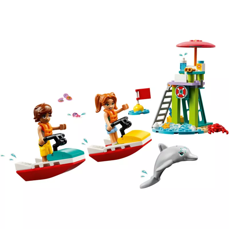 LEGO Friends paplūdimio vandens motorolerio gelbėtojų statybos rinkinys su 2 mini-lėlėmis ir delfino figūrėle, nuo 5 metų