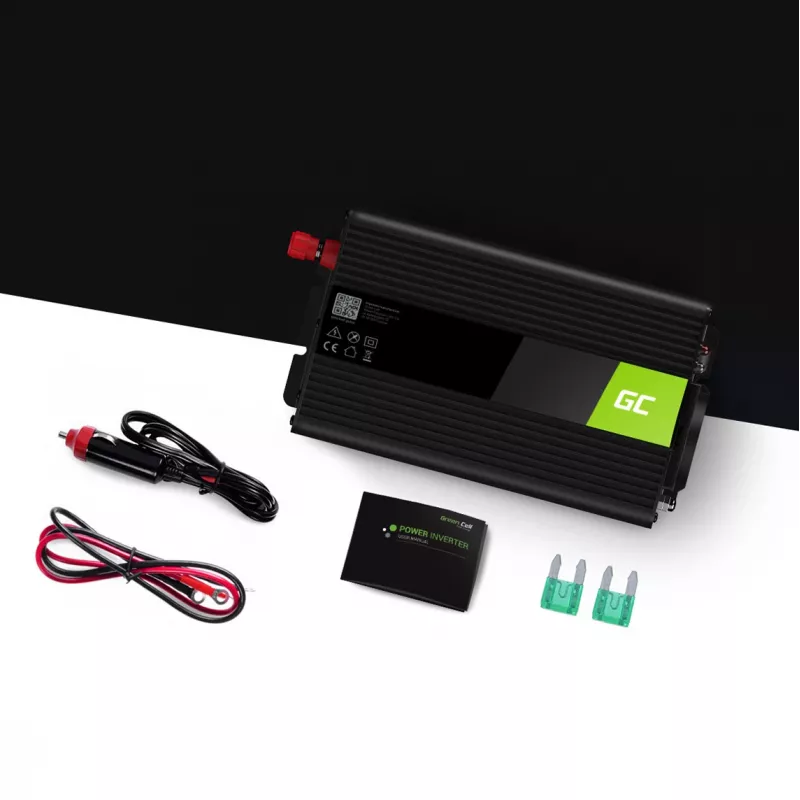 Keitiklis Green Cell INV03DE, 12V į 230V, 500 W, 50 Hz, 30 A, juodas