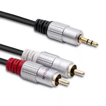 Qoltec 52340 garso laidas 2 m 2xRCA 3.5 mm juodas