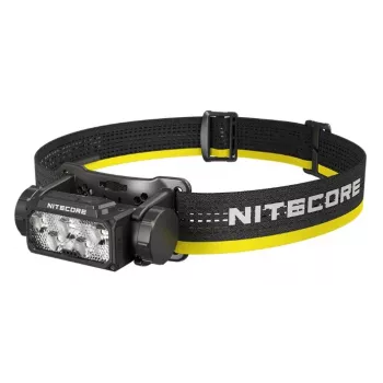 Nitecore HC60 UHE prikabinamas žibintuvėlis su galvos juosta, 4000 mAh baterija, 6 LED, vandeniui atsparus, smūgiams atsparus, juodai geltonas