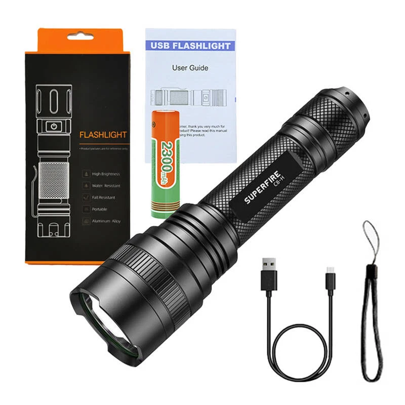 Žibintuvėlis Supfire C8-H — 1200 lm, įkraunamas per USB, 250 m spindulys