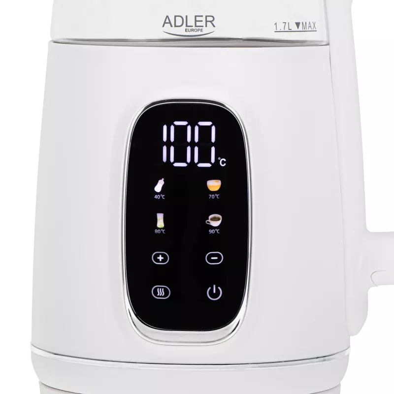 ADLER AD 1305 elektrinis virdulys baltas/sidabrinis
