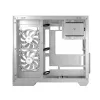 PC korpusas MODECOM Volcano Panorama Midi Tower baltas – micro ATX, grūdintas stiklas, ARGB, USB-C, palaiko GPU iki 400 mm
