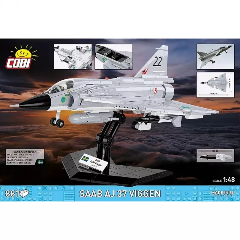 Cobi blokelių rinkinys Saab AJ 37 Viggen, 881 detalė