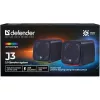 Garsiakalbiai PC DEFENDER J3 2.0 6W LED USB, 2×3W RMS, 90–20000 Hz, 3.5 mm, juodi