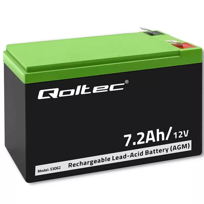 Qoltec 53062 AGM baterija | 12V | 7,2 Ah | max 108A