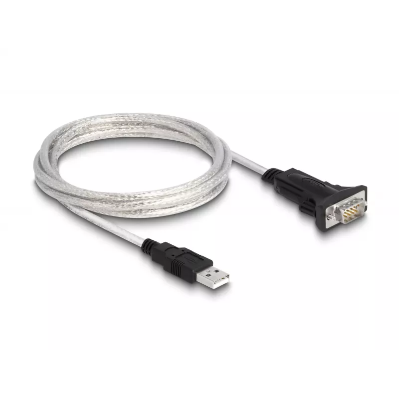 DeLOCK 63465 Serijinis kabelis USB-A į DB-9, 1,8 m, juodas/skaidrus