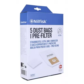Dulkių maišeliai Nilfisk DUST BAG SYNTH ONE GO AND COUPE (5 vnt. + išankstinis filtras)