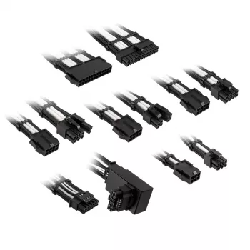 Prailginimo rinkinys Kolink Core Pro COREPRO-EK-12VT1-BWH – 12V pagrindinei plokštei / GPU 2x6 kontaktu, juodai balta spalva
