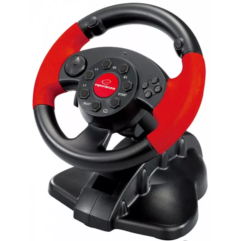 Vairas ESPERANZA EG103 žaidimų valdiklis – PC/PS2/PS3, 13 mygtukų, vibracija, akselerometras, juodas/raudonas