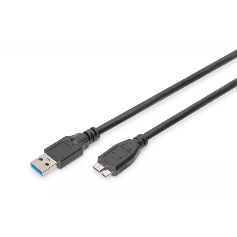 ASSMANN SuperSpeed USB 3.0 laidas, USB A kištukas į Micro USB B kištuką, Cu AWG 28, 2x ekranuotas, ilgis 1,0 m (AK-300116-010-S)