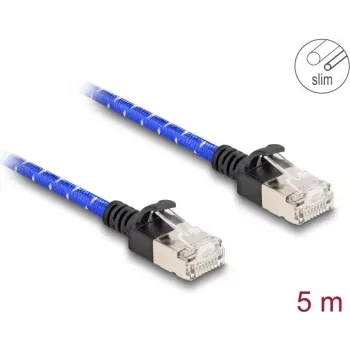 Tinklo kabelis DeLOCK RJ45 Slim 5m Cat6A U/FTP Mėlynas