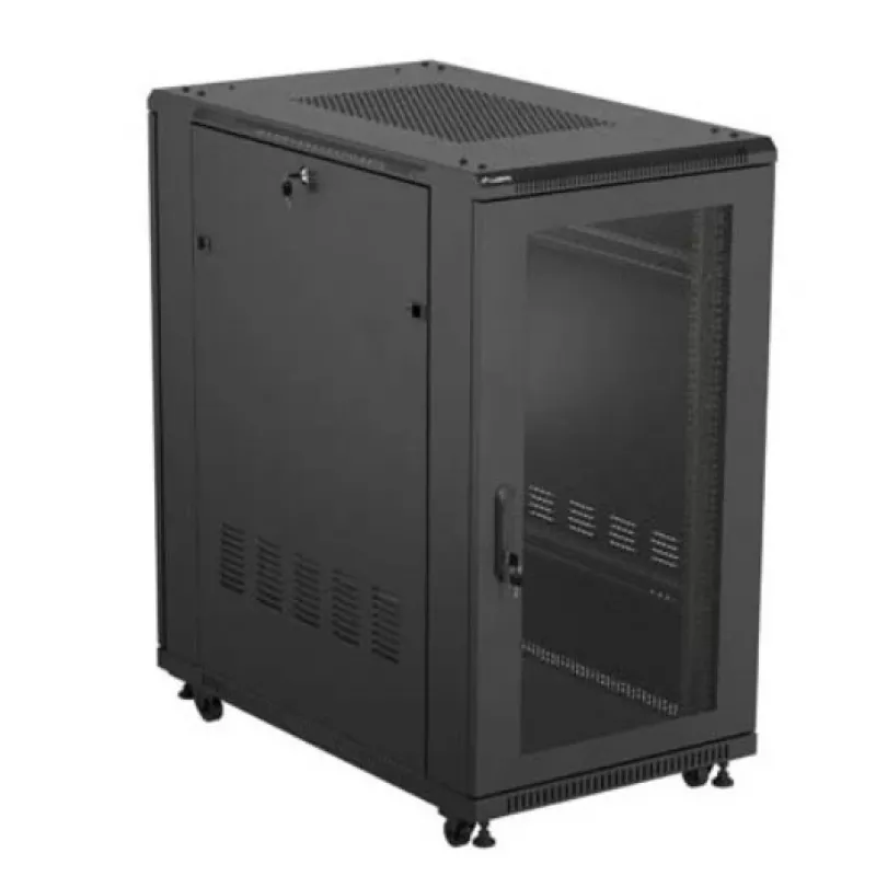 Stovimas serverio spintele LANBERG FF01-6022-23B, 22U, 600×1000 mm, juoda, perforuotos dureles