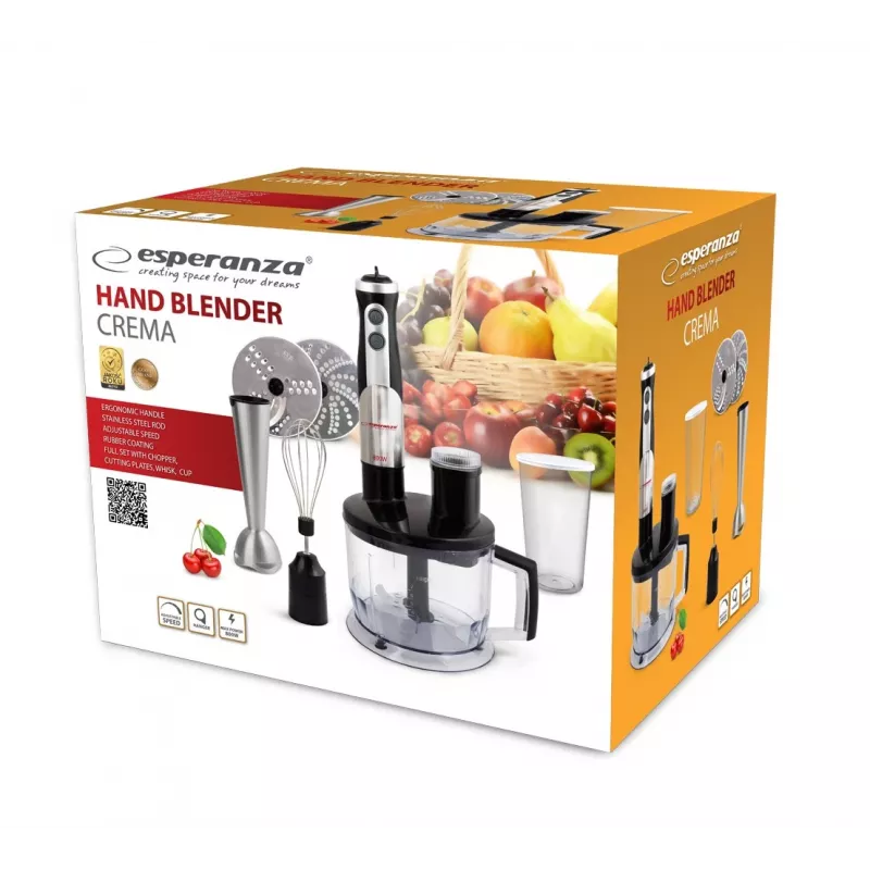 Panardintuvas Esperanza EKM004 800 W, 0,6 L, juoda/sidabrinė/skaidri