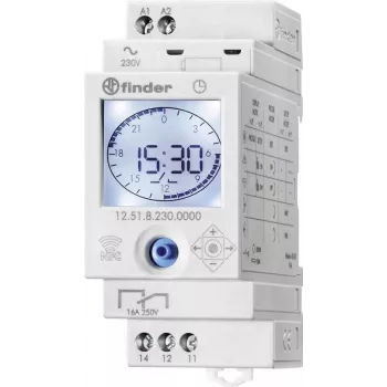 Finder Elektronische 1-Kanal Schaltuhr mit Tages und Wochenprogramm 12.51.8.230.0000 12.51.8.230.0000 230 V/AC 1 Wechsle (12.51.8.230.0000)