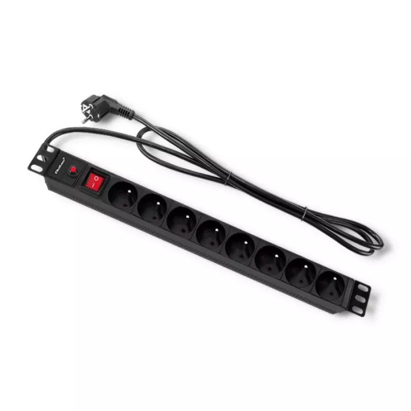 Qoltec 53996 Maitinimo juosta RACK 19 | 1U | 16A | PDU | 8x FRENCH | 2m