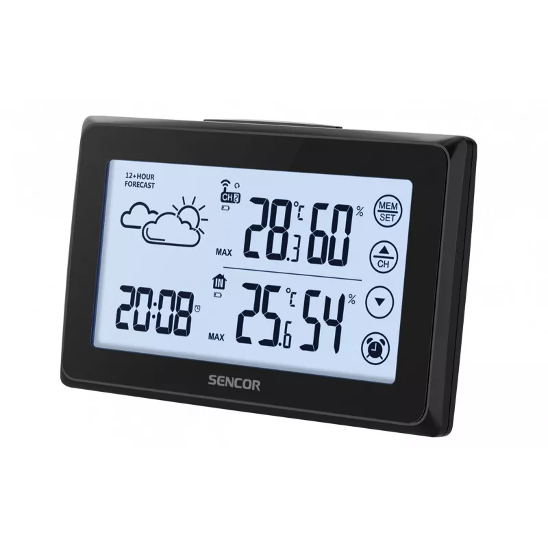 Oro stotelė SENCOR SWS 2850 – vidaus / lauko temperatūra ir drėgmė, 1 belaidis jutiklis, 433,92 MHz, min/max atmintis