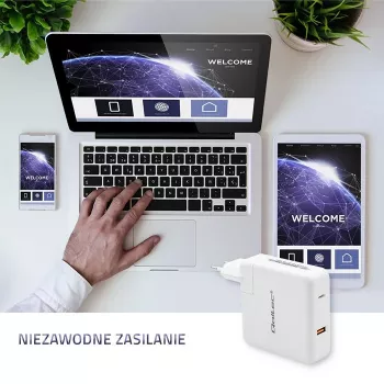 Qoltec GaN Įkroviklis FAST 108W | 5-20V | 3-4.7A | USB C | Baltas