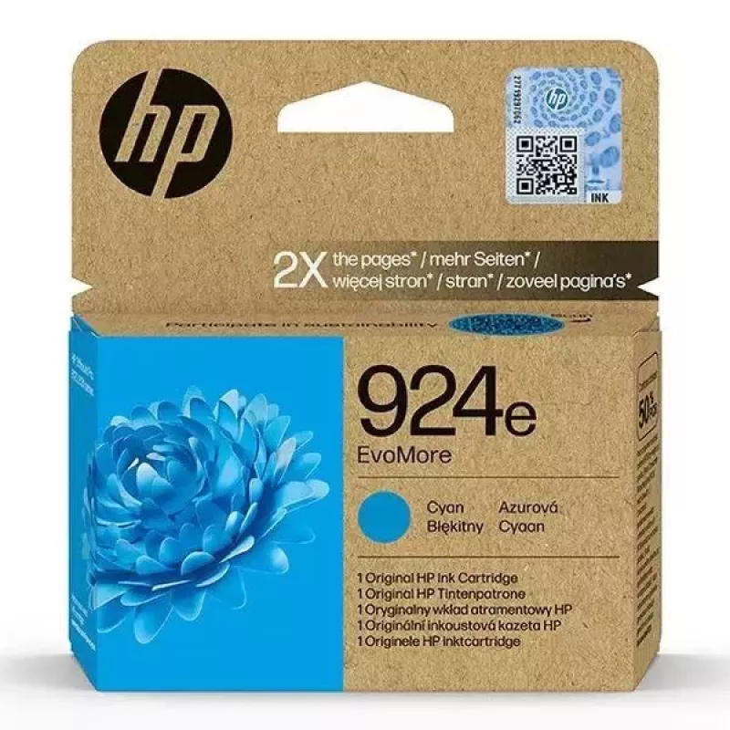 HP 924e EvoMore Original rašalo kasetė, didelės talpos, cianinė, 1 vnt., 800 puslapių
