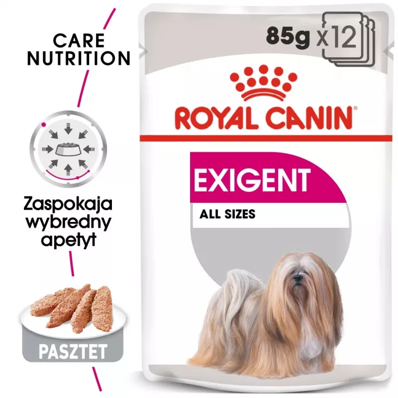 Šlapias šunų ėdalas Royal Canin Exigent Meat Universal 12×85 g – paukštiena, suaugusiems, išrankiems šunims