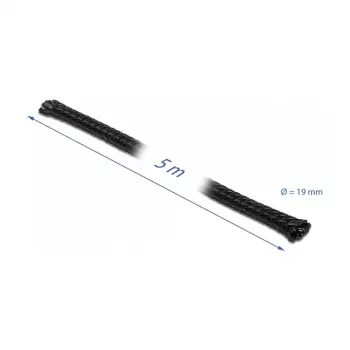 DeLOCK 18850 juodas kabelių rankovės pynimas, 3 mm / 5 m