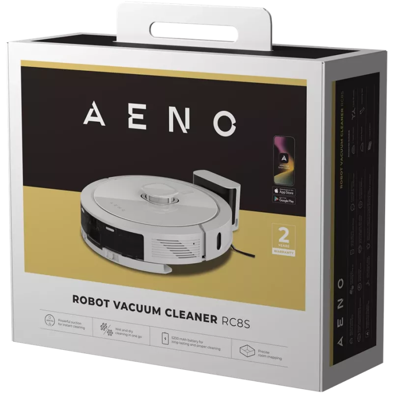 AENO robotinis dulkių siurblys su lazerine navigacija, 5200 mAh, 4000 Pa, 2 viename