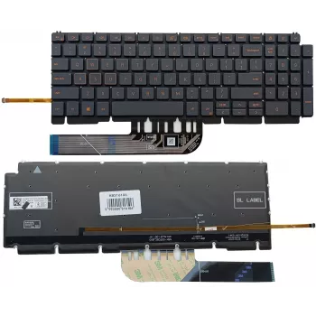 Dell KB316106 klaviatūra, skirta Dell Inspiron G15, su apšvietimu, JAV išdėstymas, juoda