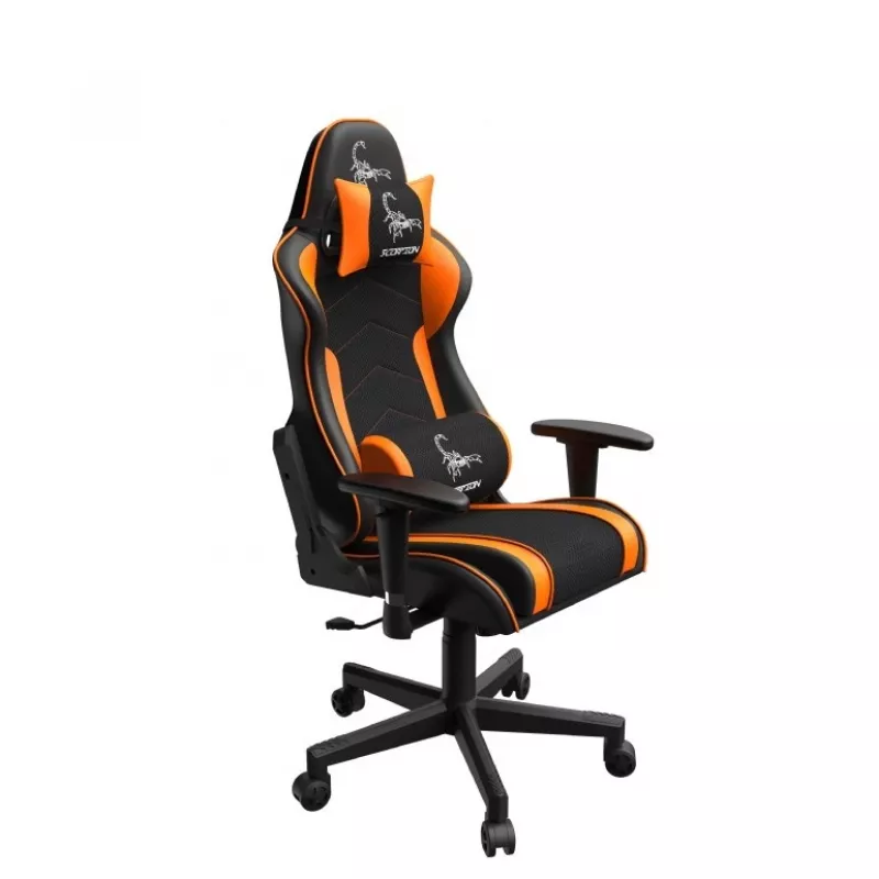 Žaidimų kėdė GEMBIRD GC-SCORPION-04X juoda-oranžinė, ergonomiškas dizainas, reguliuojamas aukštis, aukšta nugara