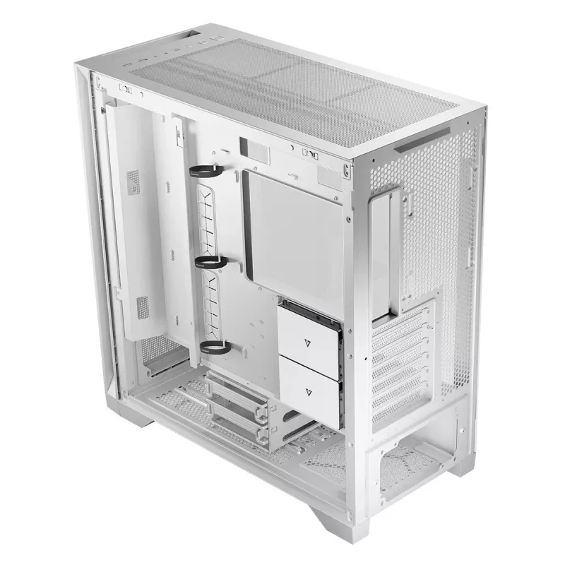 PC korpusas MODECOM VOLCANO EXPANSE S MIDI bokštas – baltas, microATX, grūdintas stiklas, USB-C, palaiko GPU iki 430 mm