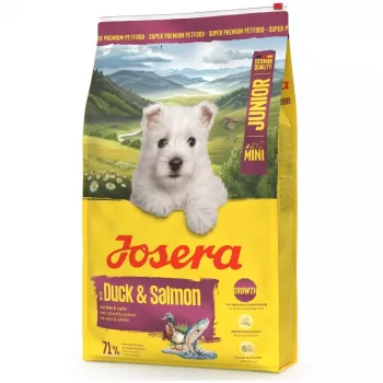 Sausas šunų ėdalas JOSERA Mini Junior Duck & Salmon 900 g – šuniukams mažų veislių