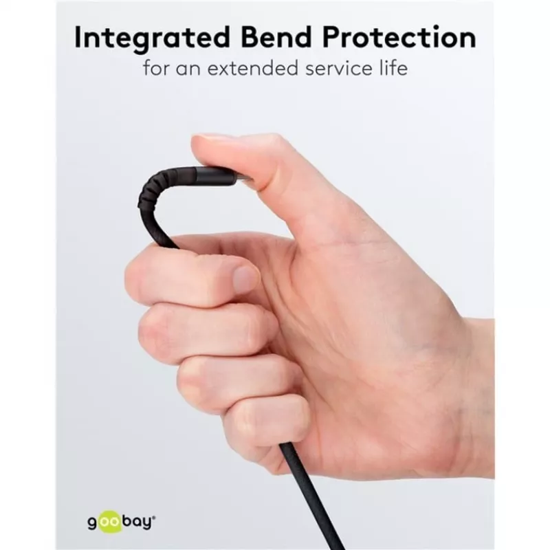 Goobay USB-C laidas Fabric Supersoft su metalinėmis jungtimis, 2 m, juodas (2m, USB 2.0, 60W)