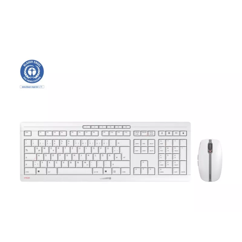 CHERRY Stream Desktop belaidė klaviatūra su pele, RF, QWERTZ, balta