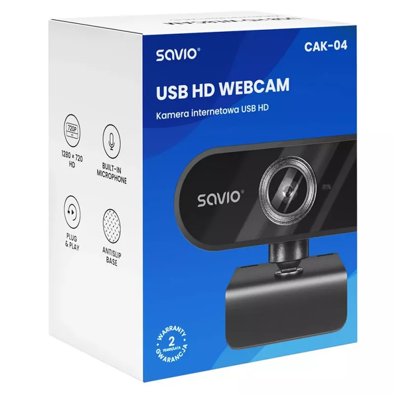 Savio CAK-04 internetinė kamera 720p 1280 x 720 pikselių USB Juoda