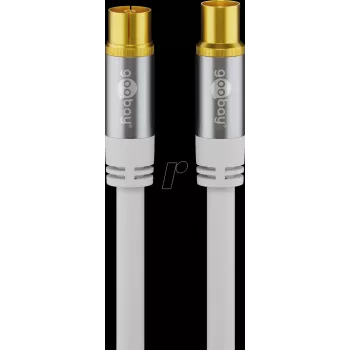 Goobay TV antenos laidas (135 dB tipas), 4x ekranuotas, 2 m, baltas - auksuotas, Koax lizdas > Koax kištukas (70317)