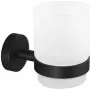 tesa 40566-00000-00 MOON BLACK Dantų šepetėlių stiklinė lipni Juoda (matinė), Stiklas satinuotas (40566-00000-00)
