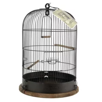 Paukščių narvelis ZOLUX Retro Lisette — metalinis narvelis smulkiems paukščiams, Ø38 cm, aukštis 55 cm, tamsiai ruda, komplekte sūpynės