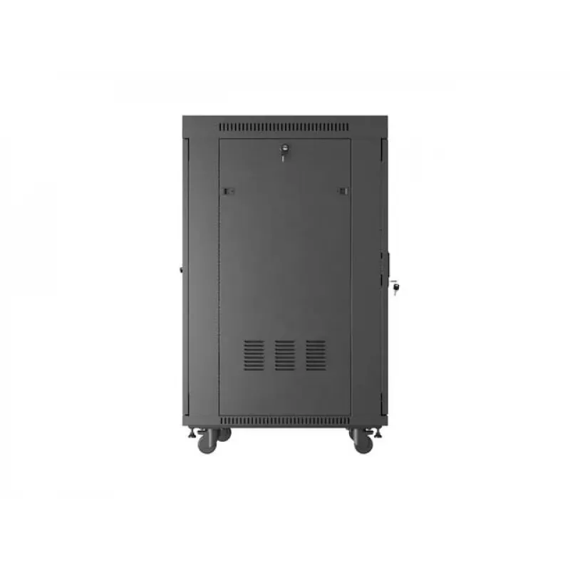 Tinklinis spintos stovas LANBERG 19 colių 24U 600x800 mm juodas su stiklo durelėmis ir LCD išpjova (Flat Pack) v2