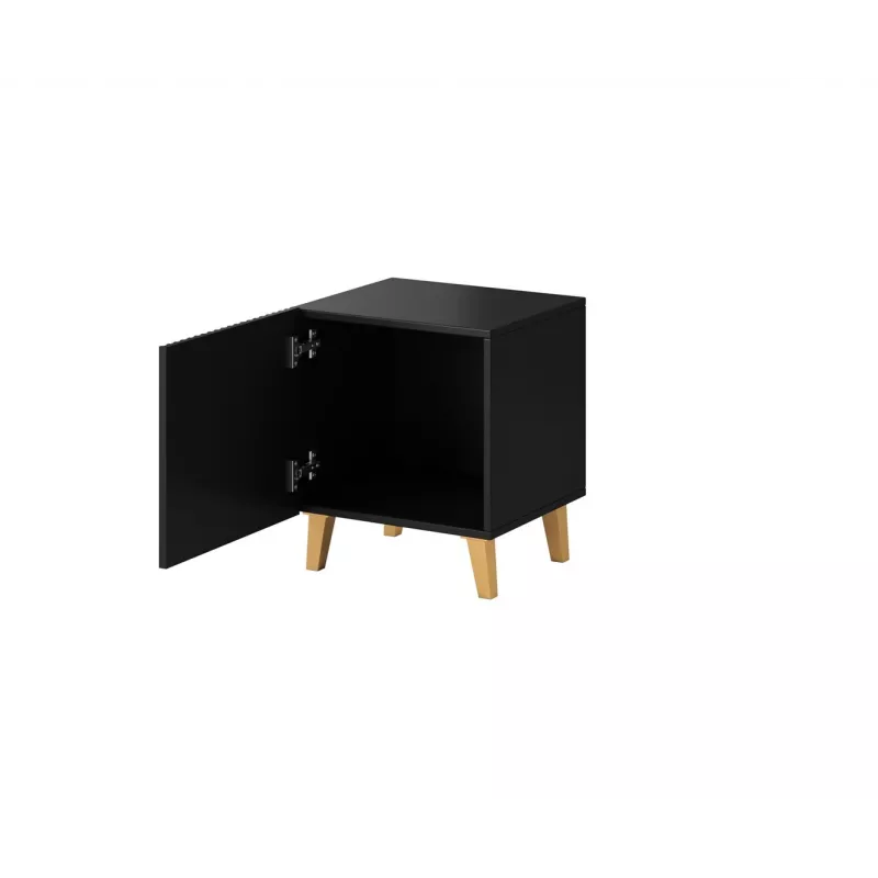 Naktiniai staliukai cama meble PAFOS, 2 vnt, 45×40×51 cm, matinė juoda, MDF/medžio drožlių plokštė