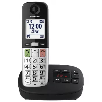 DECT belaidis telefonas Panasonic KX-TGU430, garsiakalbis, skambučio ID, 2,4 colio ekranas, 1000 kontaktų telefonų knyga, pilka/juoda