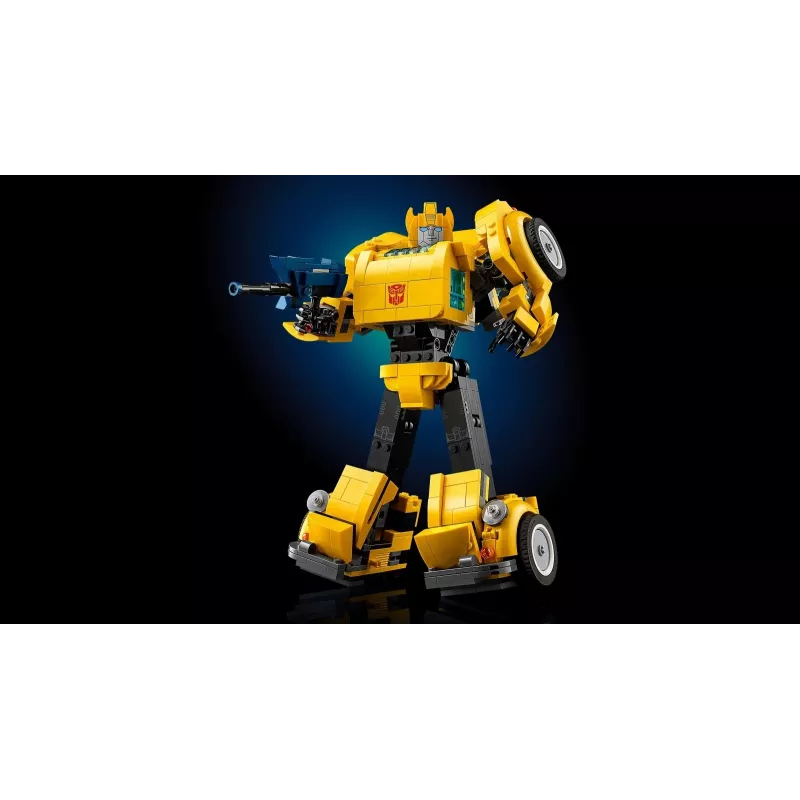 LEGO Icons Transformers Bumblebee veiksmo figūrėlės konstravimo rinkinys – kolekcinis robotų modelis suaugusiems, transformuojamas į transporto priemonę, dovana vyrams