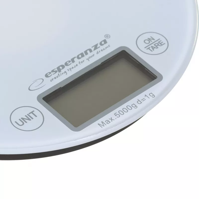 Virtuvinės svarstyklės ESPERANZA EKS003W, 5 kg, 1 g tikslumas, grūdintas stiklas, jutiklinis valdymas