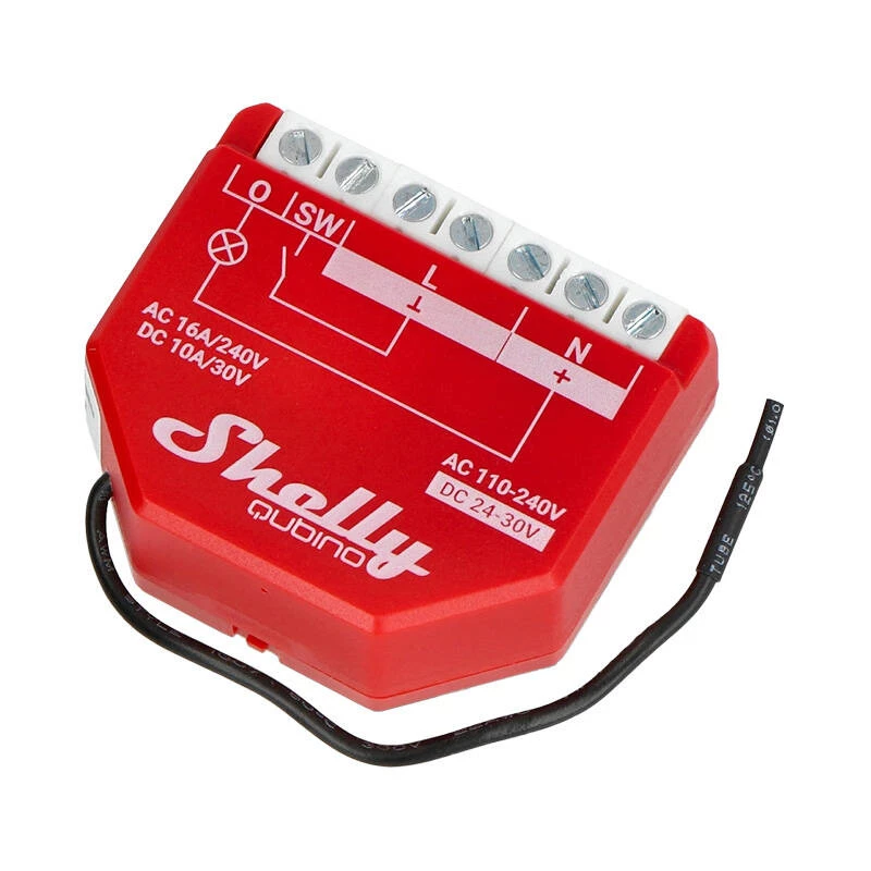 Išmanusis jungiklis Shelly W 1PM Plastic 16A 110–240V, Z‑Wave, 868,4 MHz, raudonas, 42×37×16 mm
